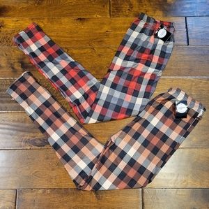 NWT Bundle of 2 Leggings Checkered Plaid One Size